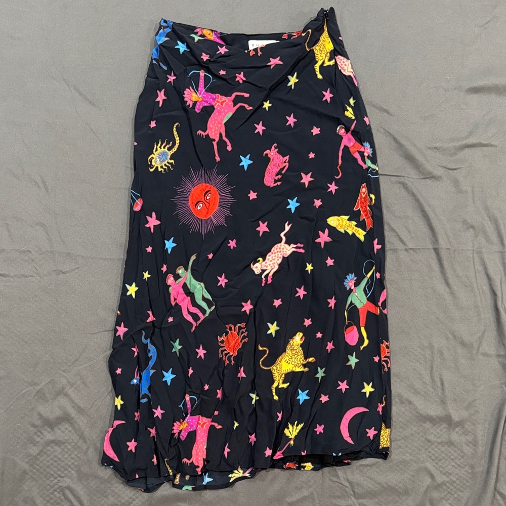 RHODE Black Midi Skirt with Zodiac Print